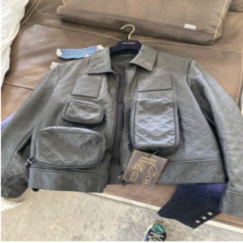 LOUIS VUITTON 2020 Monogram Embossed Utility Moto Jacket